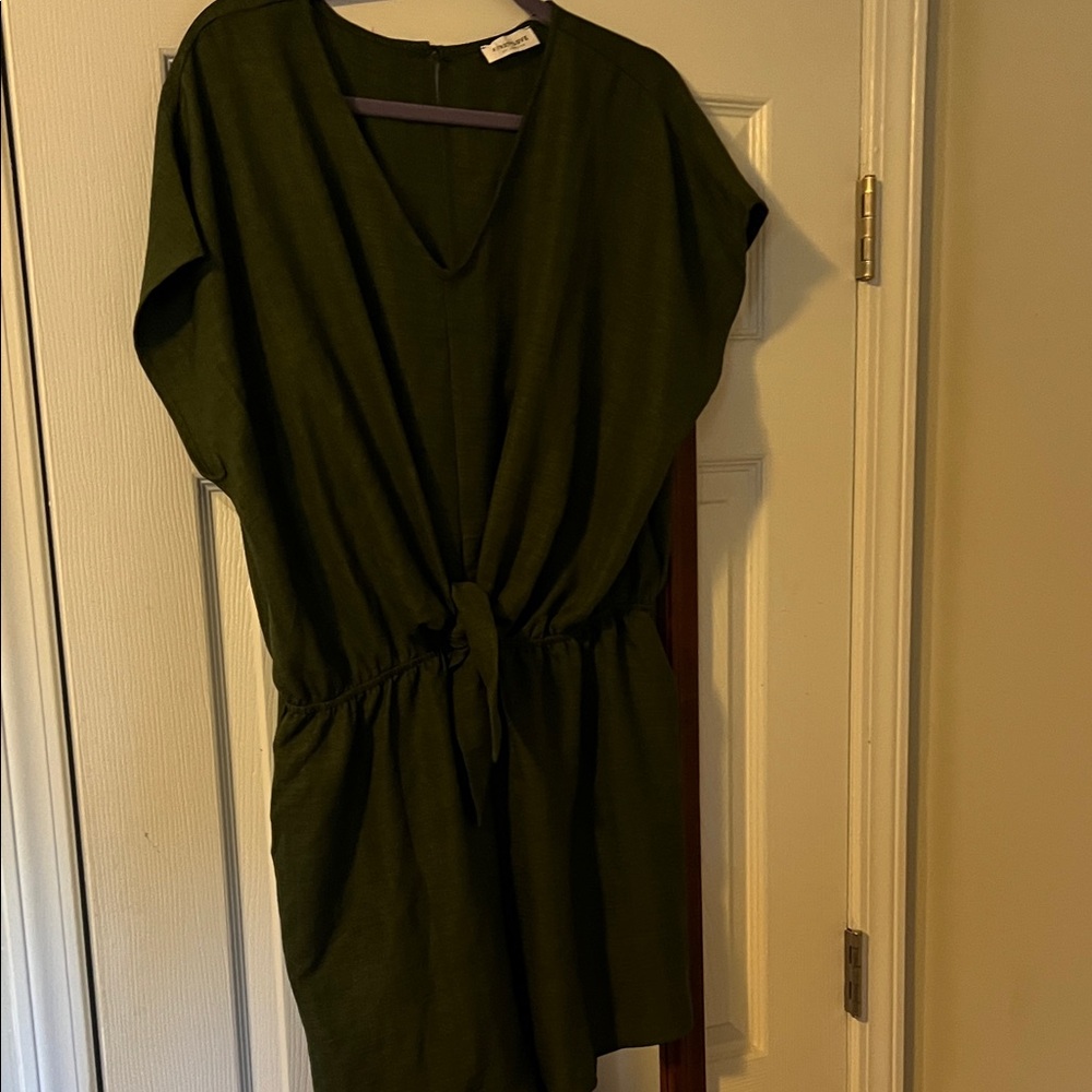 Olive Green V-Neck Romper